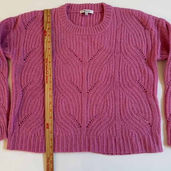 Madewell Charley Pullover Sweater Pink Size Small EUC Cable Knit Breast Cancer - Picture 7 of 11